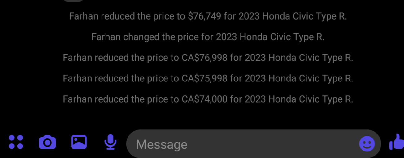 11th Gen Honda Civic Canadian dealer asked what colour Type R I want 1000035591