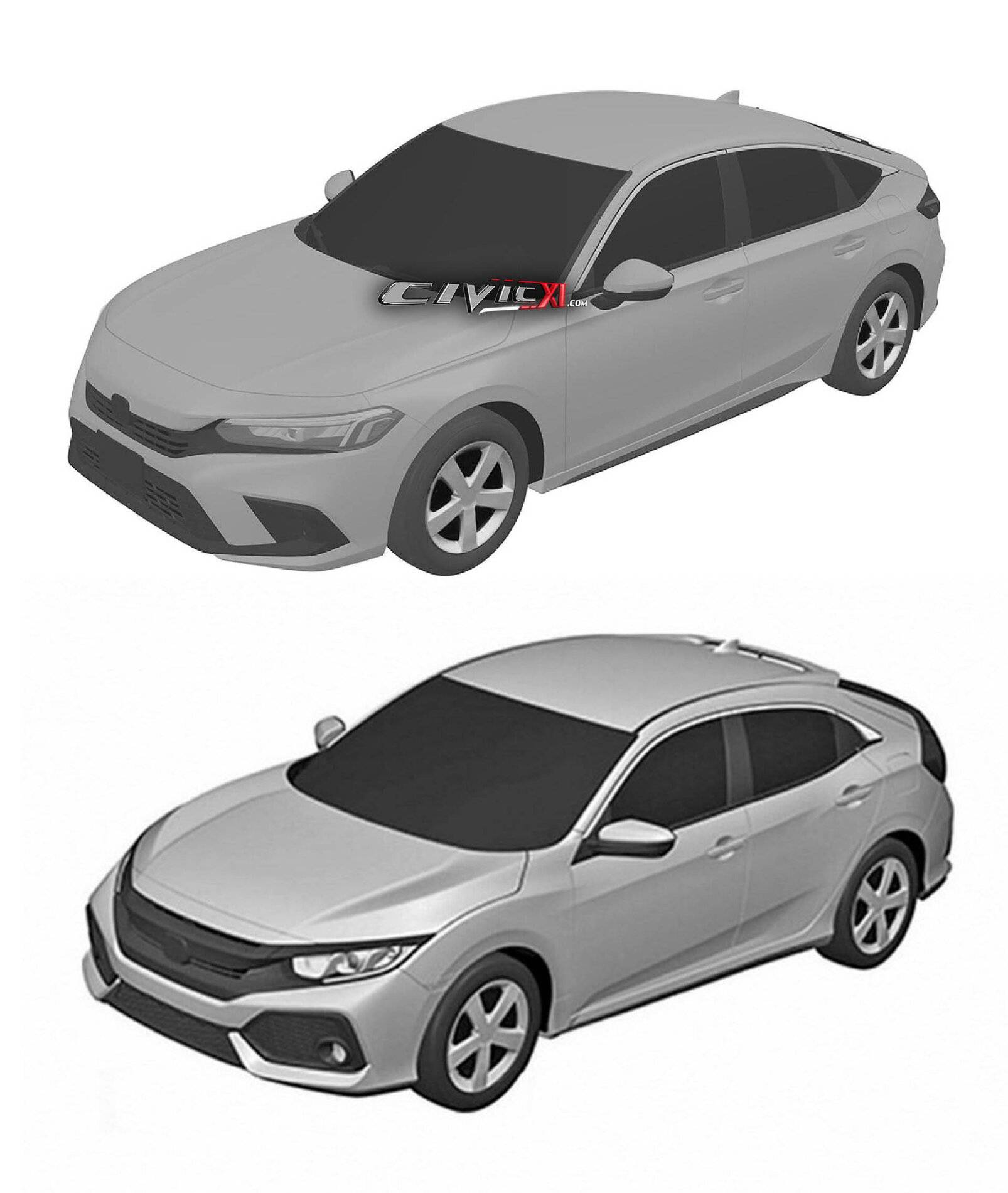 11th vs 10th Gen Civic Hatchback Front Quarter.jpg