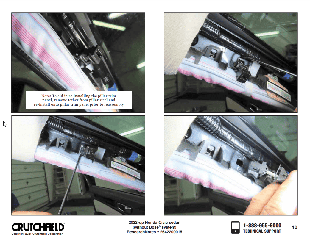 11th Gen Honda Civic A-Pillar clip front driver (routing dash cam wires behind A-Pillar) 1639433514555