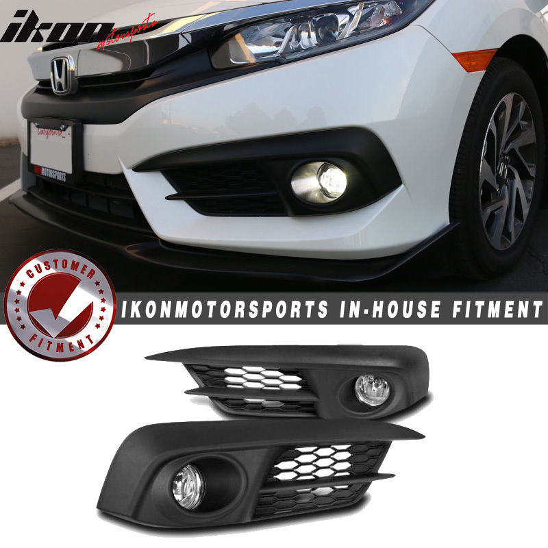11th Gen Honda Civic 16-17 Civic 10th Gen Sedan - Fog Light and Lamp Cover (ABS) - LHFC-HC160E&LHF-FD-LED 1_2