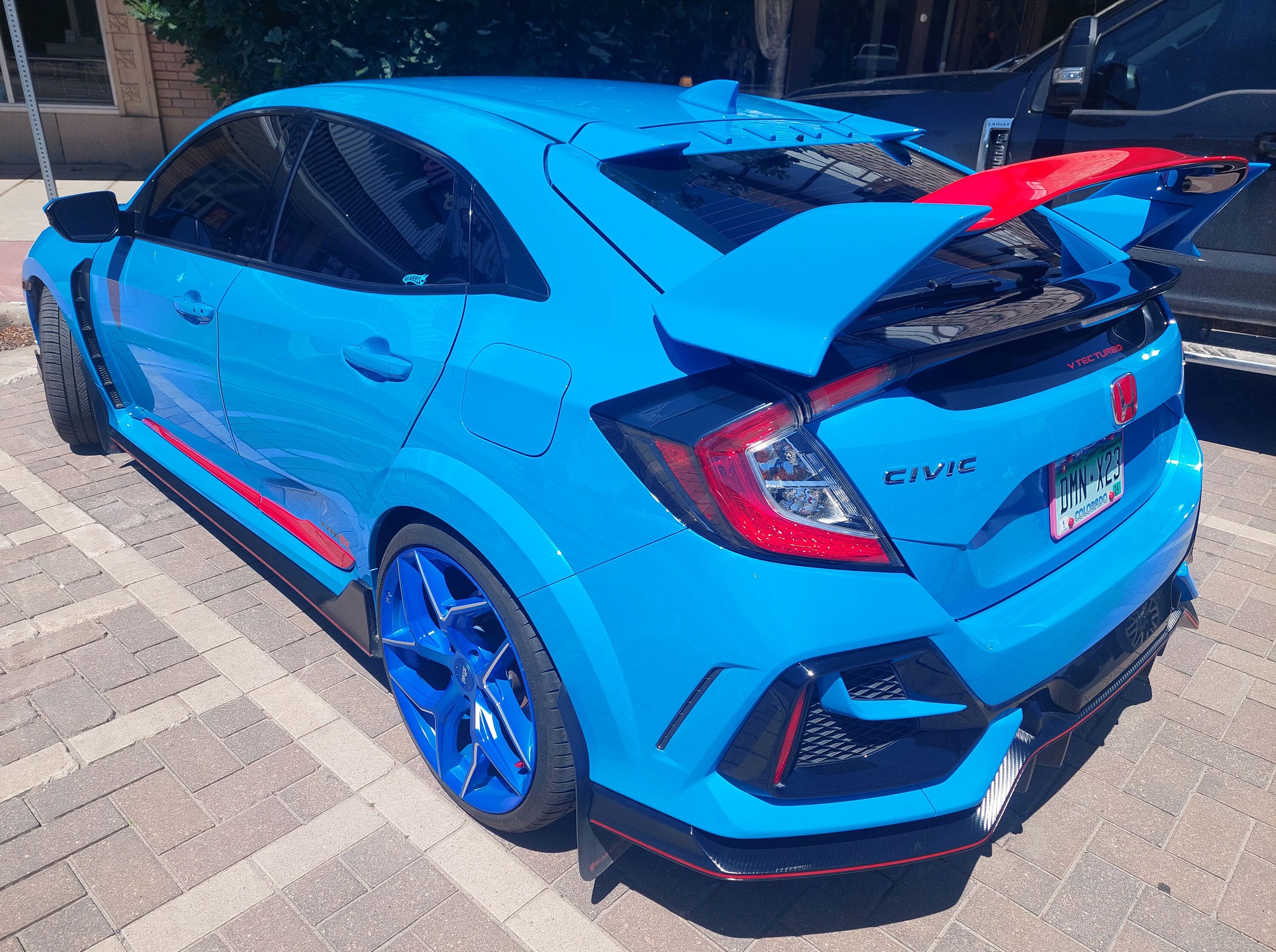 11th Gen Honda Civic Just Picked Up - Quick Impressions 2021 Type R - Rear - Driver BLUE n Red in Streets 7-2-2023