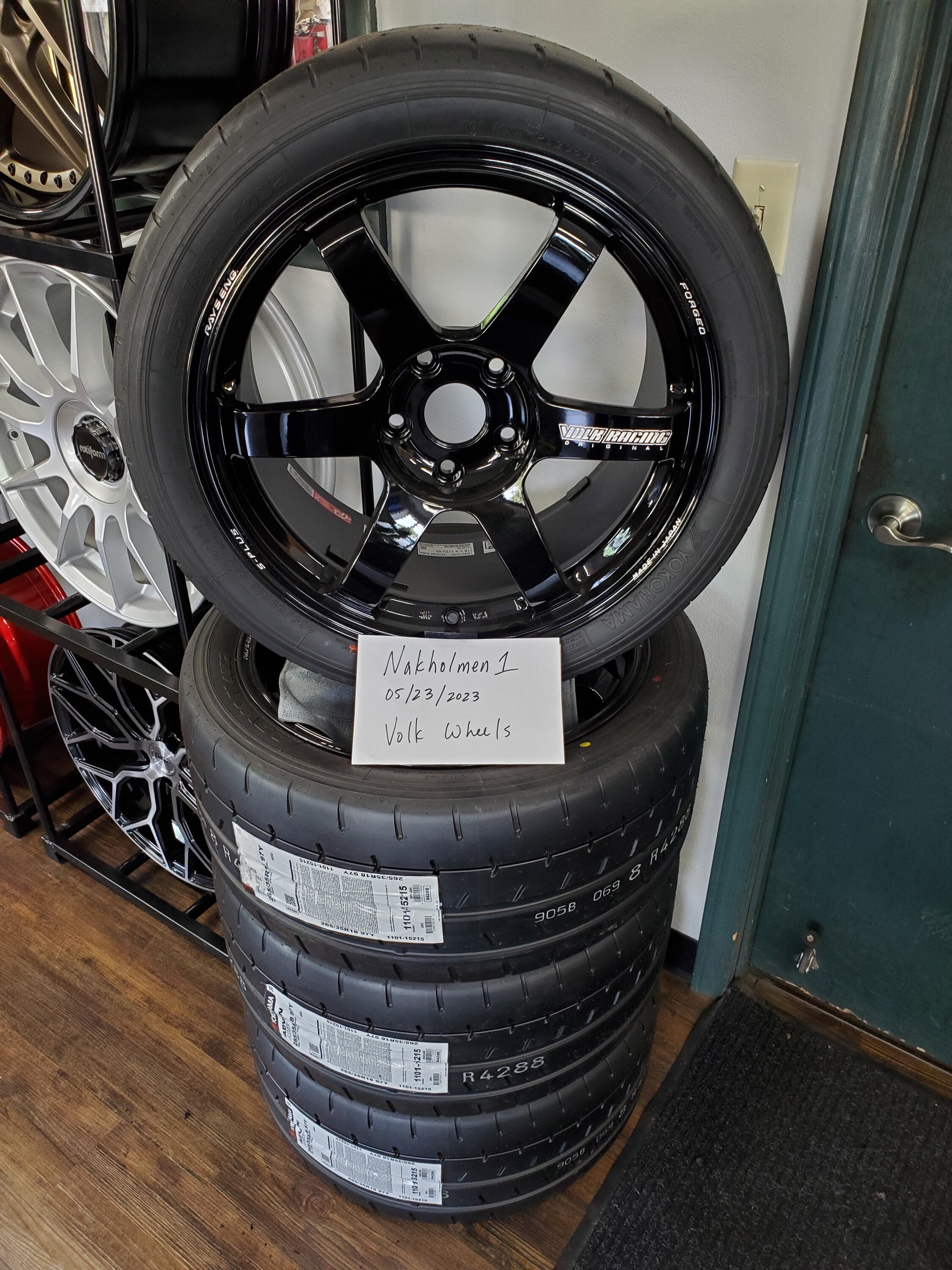 11th Gen Honda Civic Four Volk Te37's for sale - brand new - 18 x 9.5 for $3000. 20230523_152619