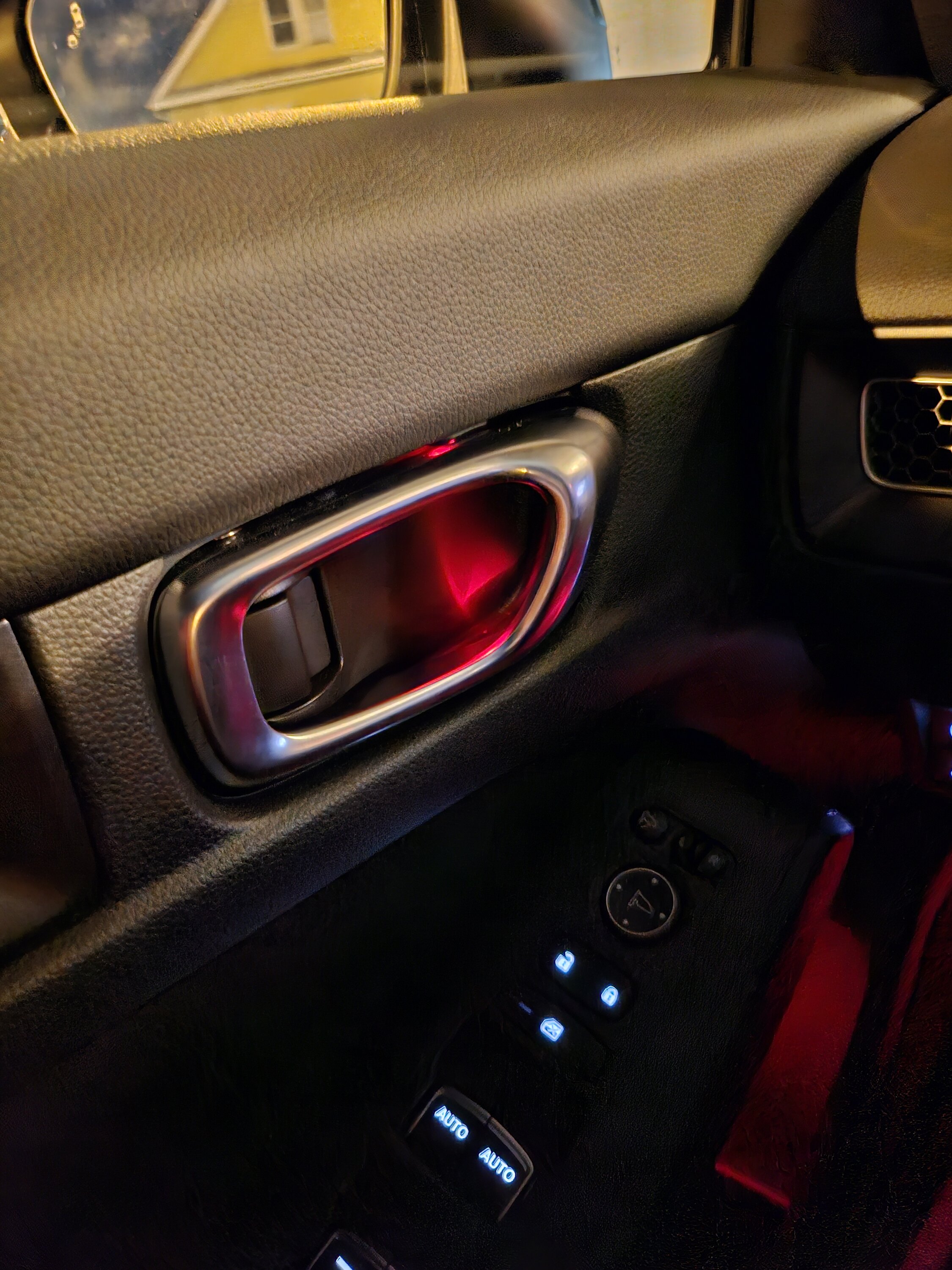 11th Gen Honda Civic JDM Honda Access Interior LED Door Lights and Center Console Lights installed. 20240113_195908