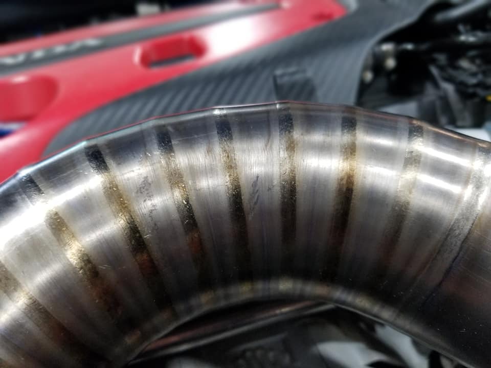 11th Gen Honda Civic PRL Motorsports 2017+ Honda Civic Type-R Turbocharger Inlet Pipe Kit CTR%20Prototype%20Crossover%20pipe%20Titanium%20weld%20close%20up_zps47zsczxq