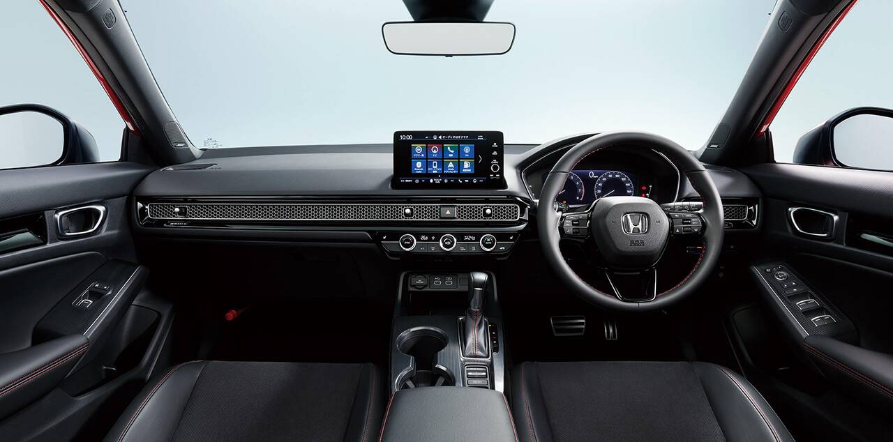 2022 Civic Hatchback shown on honda.co.jp with red stitching and more