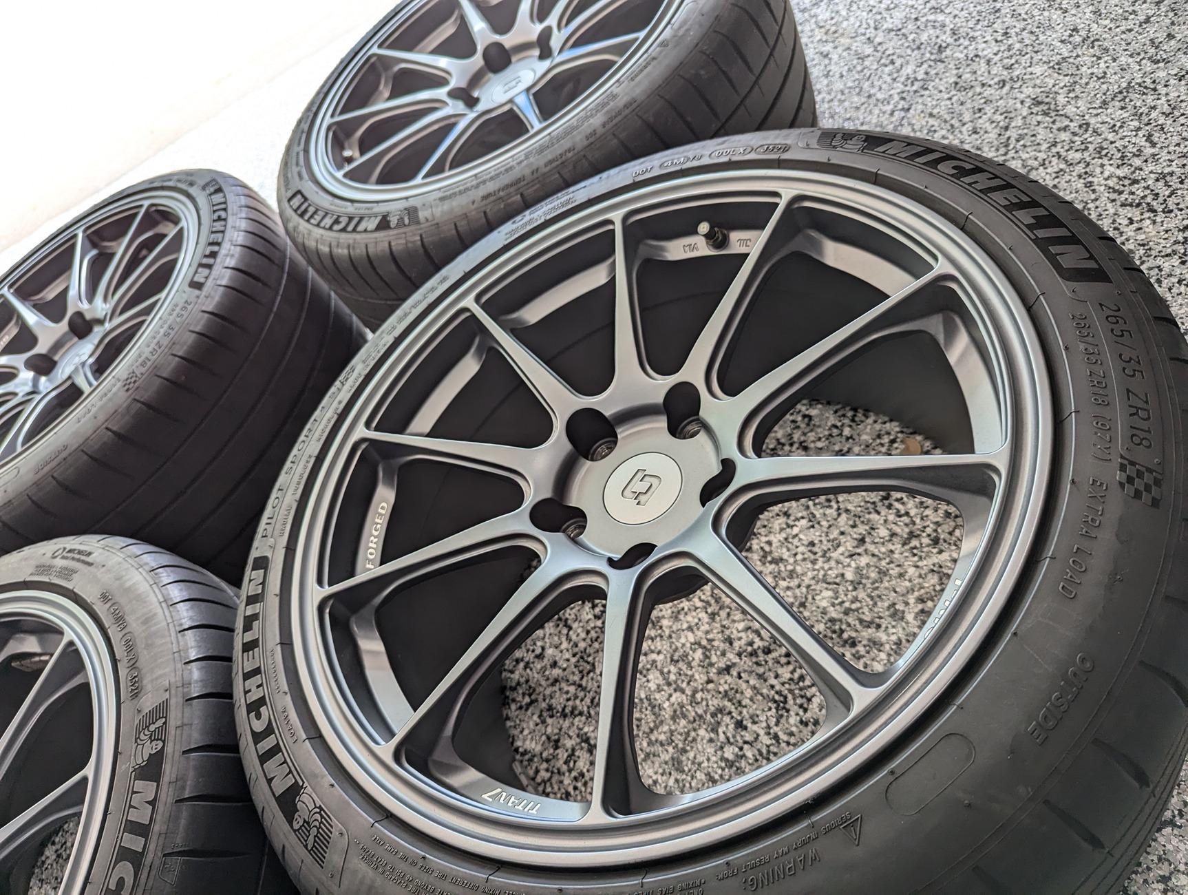 11th Gen Honda Civic Titan7 T-R10, 18x9.5 +45, Satin Titanium - $1,500 PXL_20240722_173126999