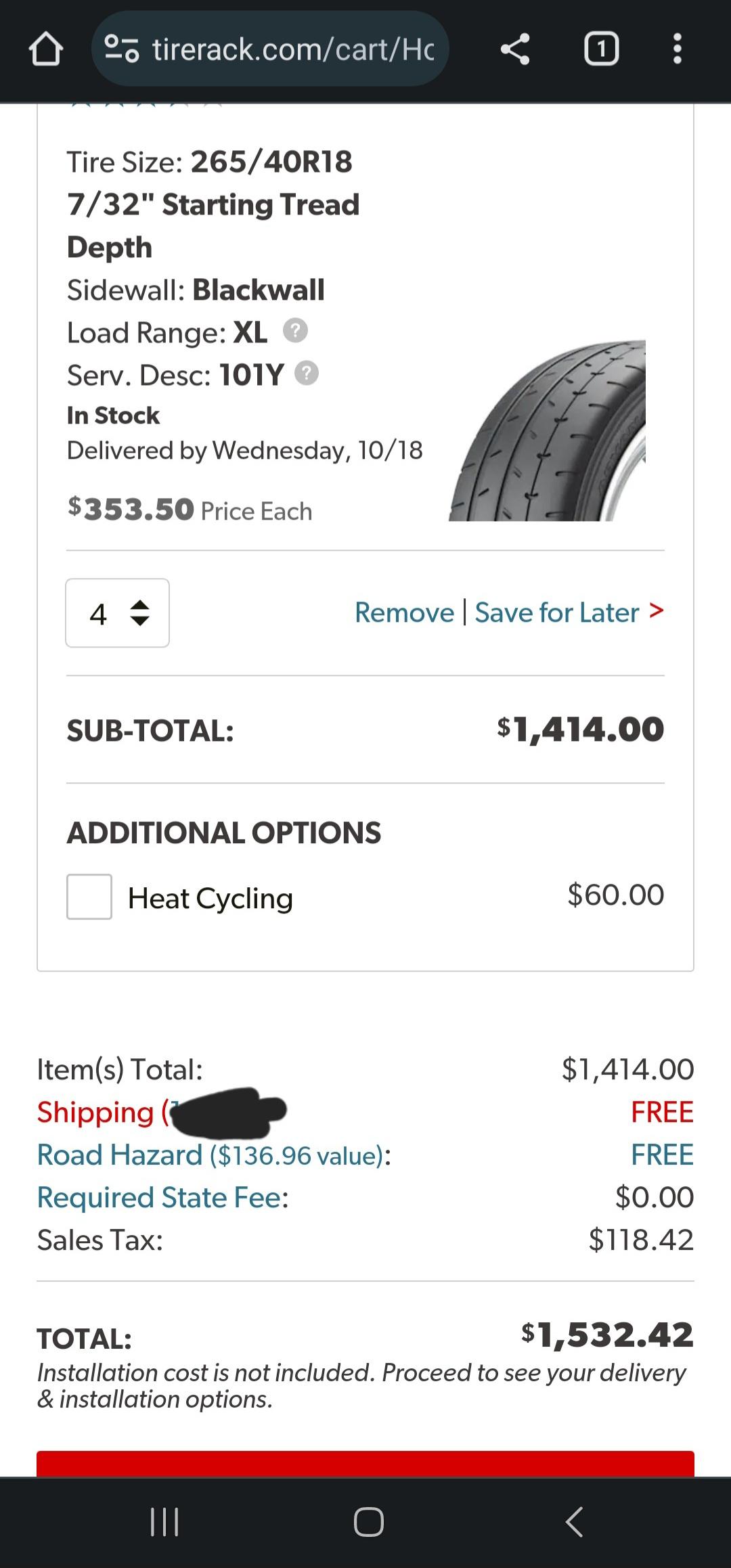 11th Gen Honda Civic Advan a052 tires - 265/40/18 - Used for 600 miles! Screenshot_20231016_205908_Chrome